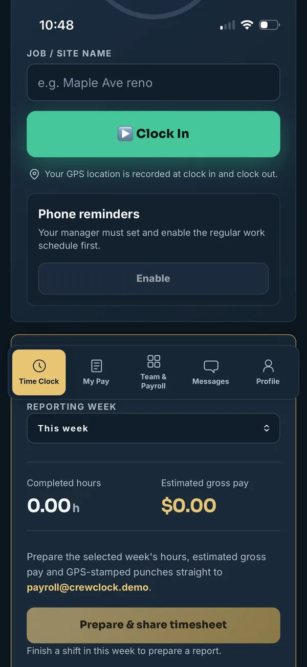Reminders settings screen